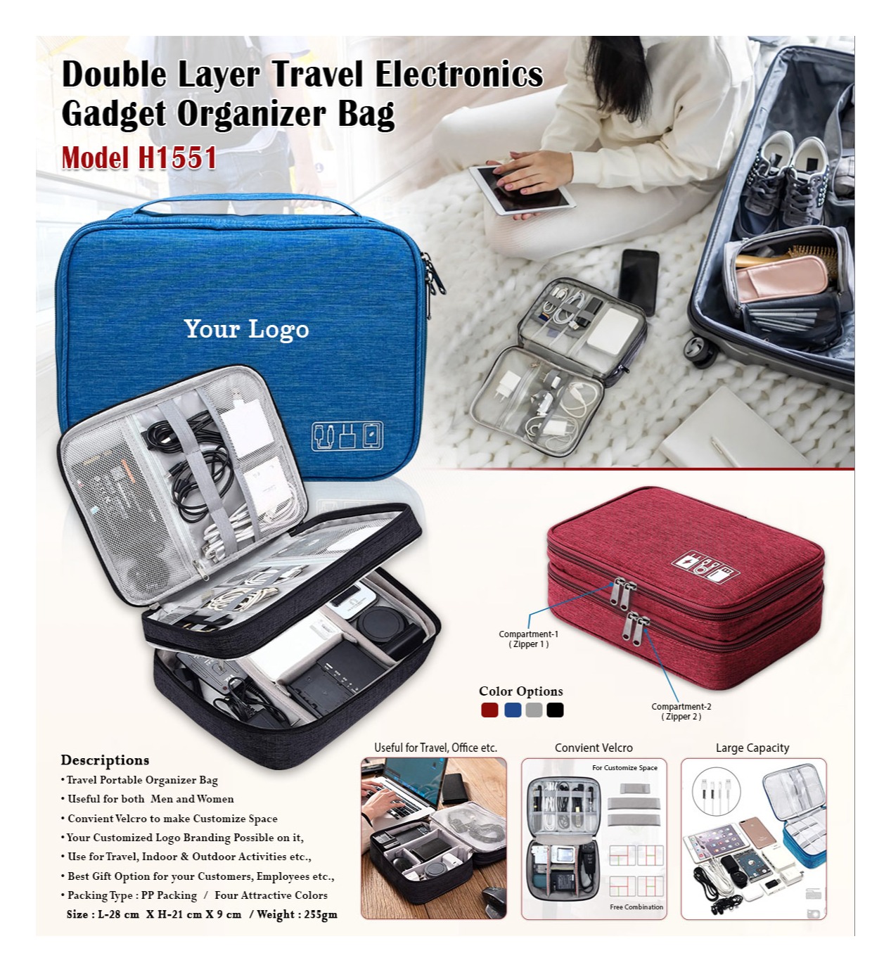 Double Layer Travel Gadget Bag