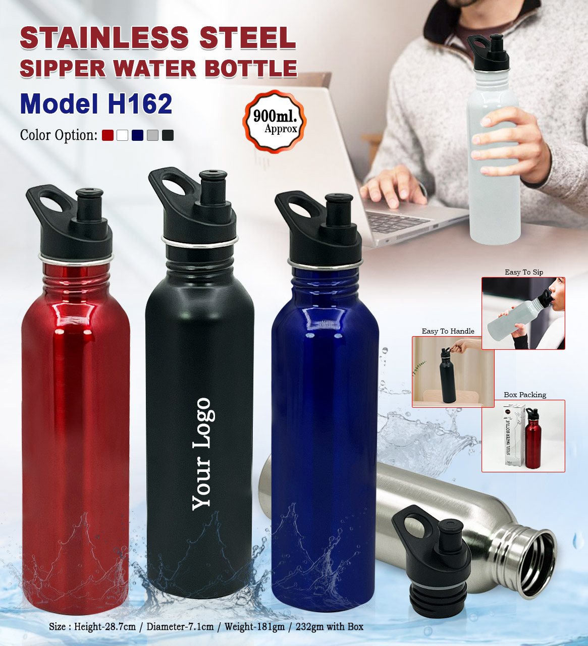 Stainless Steel Sipper Water Bottle